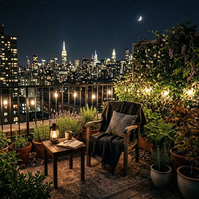 Midnight Rooftop Solitude