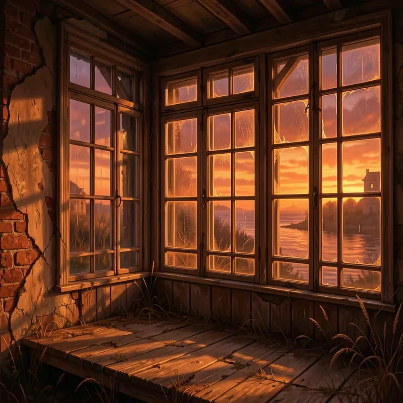 Amber Windows At Dusk