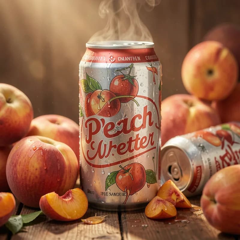 Peach Water Dented Cans