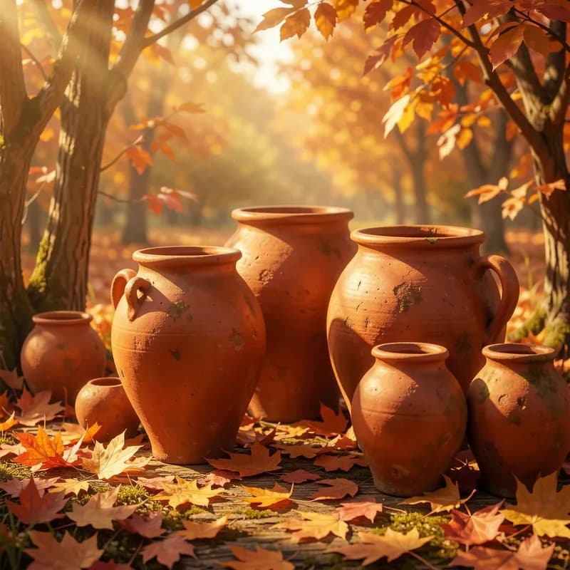 Autumn Sunlighton Clay Pots