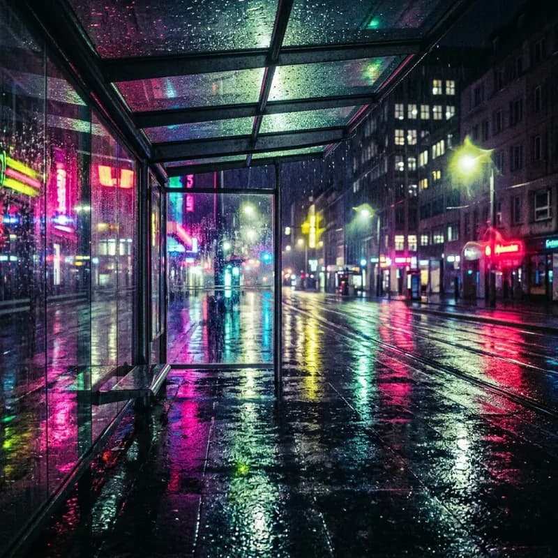 Neon Rain Reflections