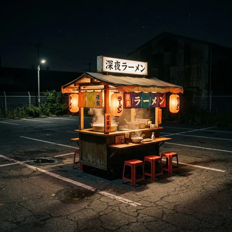 駐車場の夜食